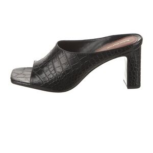 Reformation Luella blocked heeled sandal sold out Black Croc-Embossed